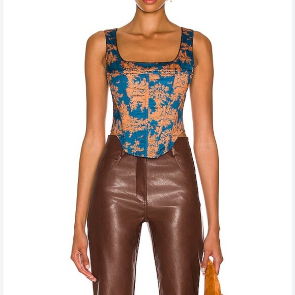 Miaou Blue and Orange Sleeveless Square Neck Crop Top - Picture 2 of 4